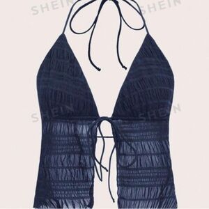 Shien XS blue crop top.